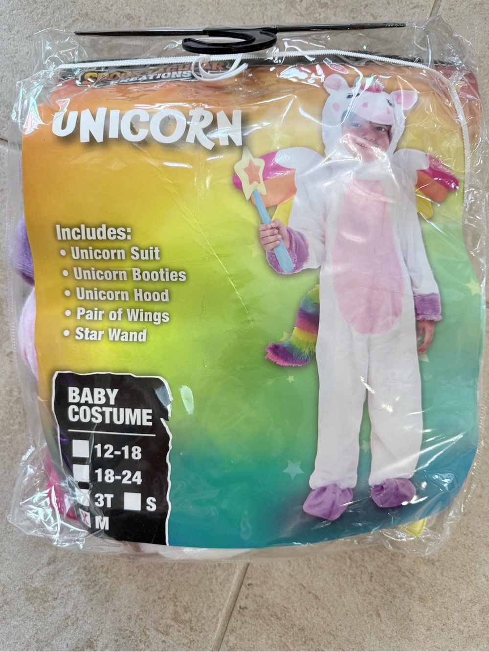 Kids Unicorn Costume in White and Pink with Wings and Wand